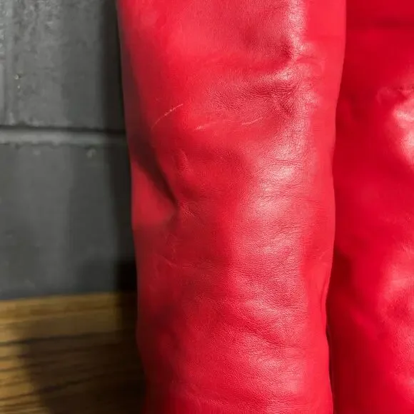 Women’s Red Leather Knee-High Boots Size 8 Made in Uruguay - Picture 5 of 8